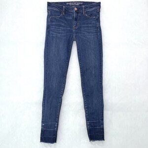 American Eagle Women's Jeans Super Stretch Jeggings Raw Hems size 4R